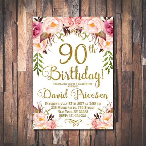 invitations for 90th birthday party